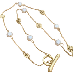 Tory Burch Gold and White Necklace